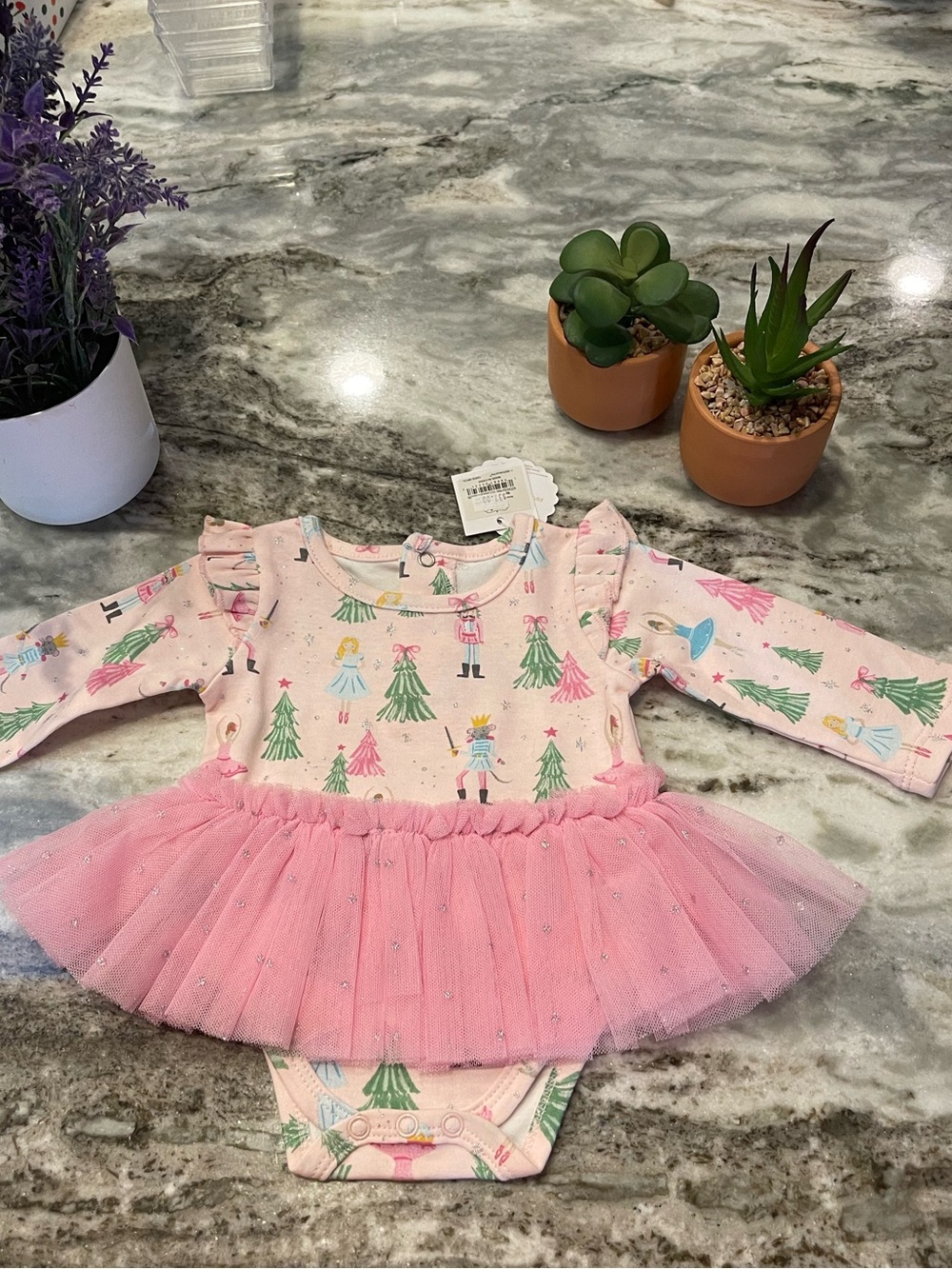 Mud Pie Pink Nutcracker & Tree Tulle One-Piece